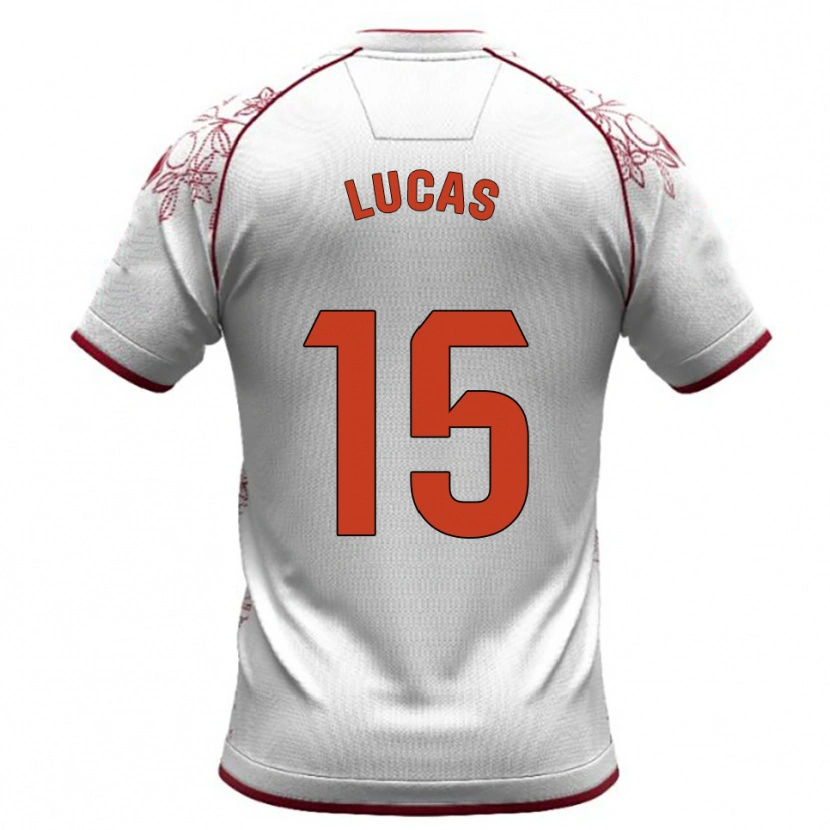 Danxen Mujer Camiseta Lucas Alcázar #15 Blanco Burdeos 2ª Equipación 2025/26 La Camisa