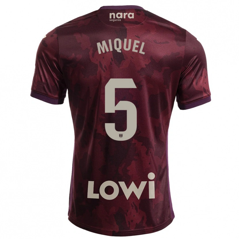 Danxen Mujer Camiseta Ignasi Miquel #5 Burdeos Blanco 2ª Equipación 2025/26 La Camisa