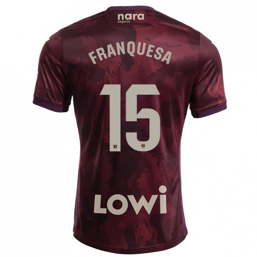 Danxen Mujer Camiseta Enric Franquesa #15 Burdeos Blanco 2ª Equipación 2025/26 La Camisa