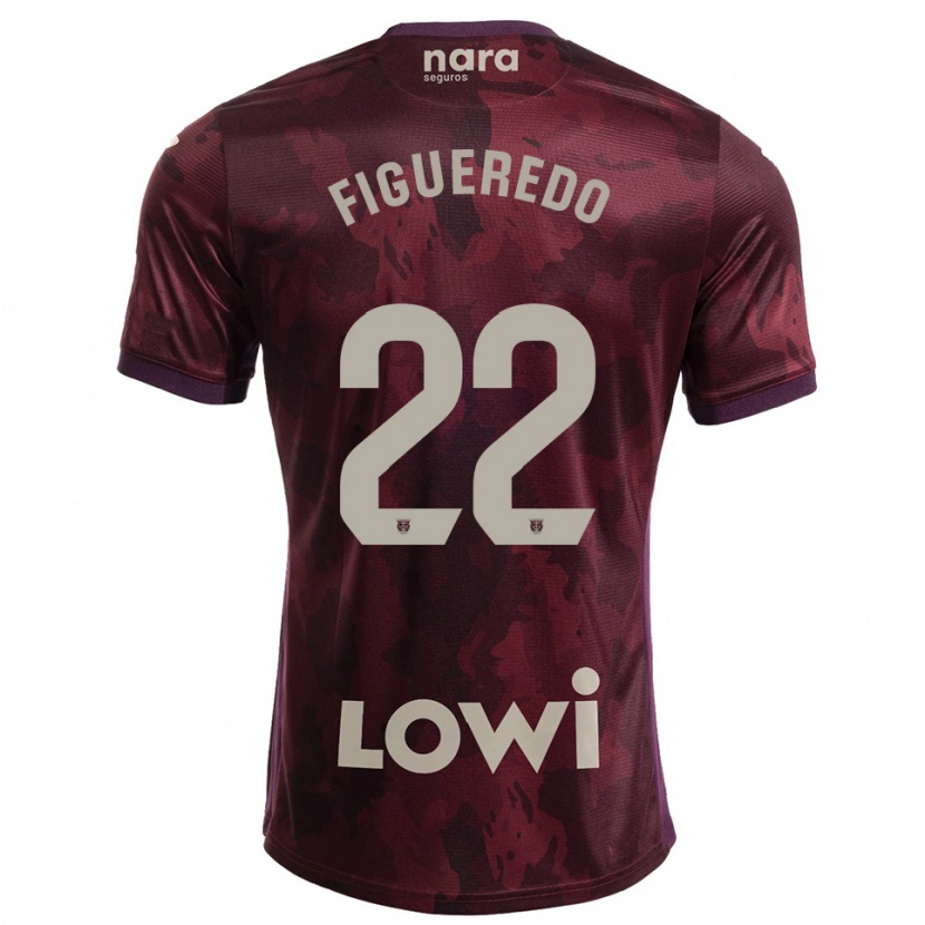 Danxen Mujer Camiseta Sebastián Figueredo #22 Burdeos Blanco 2ª Equipación 2025/26 La Camisa
