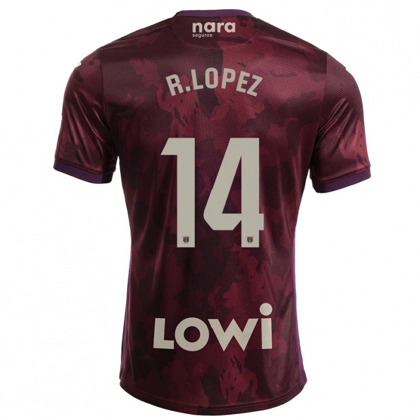 Danxen Mujer Camiseta Roberto López #14 Burdeos Blanco 2ª Equipación 2025/26 La Camisa