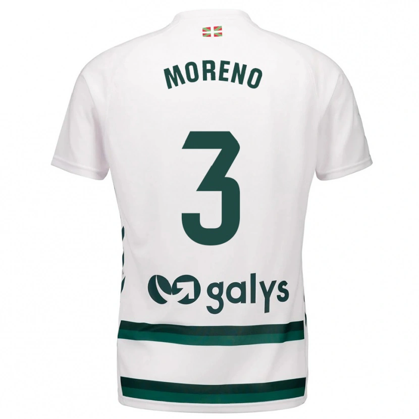 Danxen Mujer Camiseta Marco Moreno #3 Blanco Verde 2ª Equipación 2025/26 La Camisa