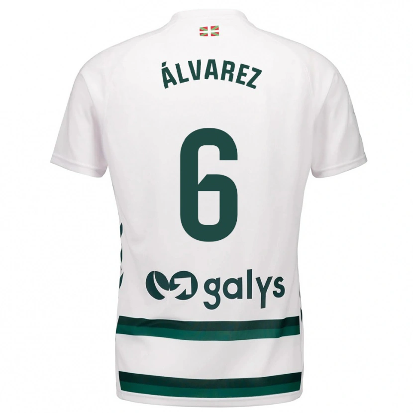 Danxen Mujer Camiseta Sergio Álvarez #6 Blanco Verde 2ª Equipación 2025/26 La Camisa