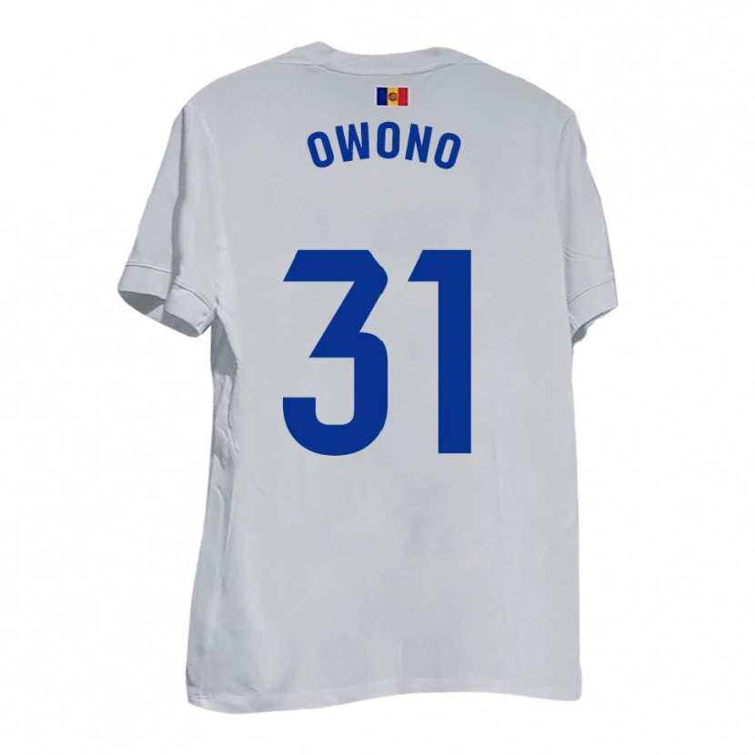 Danxen Mujer Camiseta Jesús Owono #31 Blanco Amarillo Azul 2ª Equipación 2025/26 La Camisa