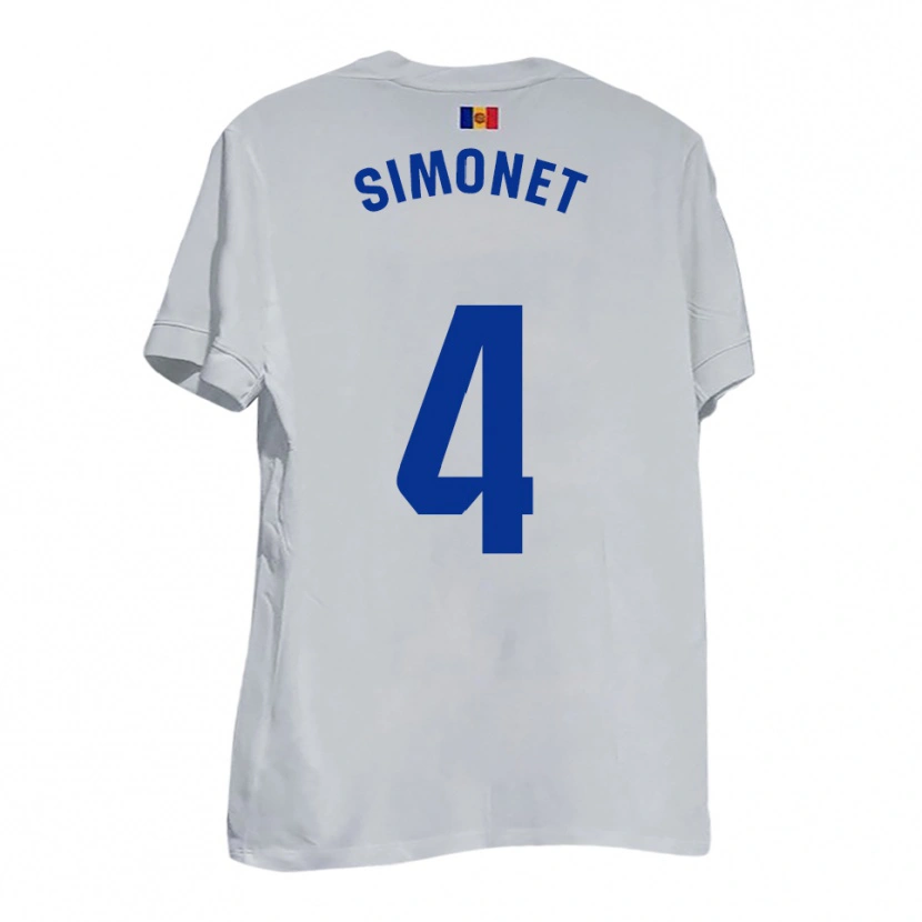 Danxen Mujer Camiseta Pere Simonet #4 Blanco Amarillo Azul 2ª Equipación 2025/26 La Camisa