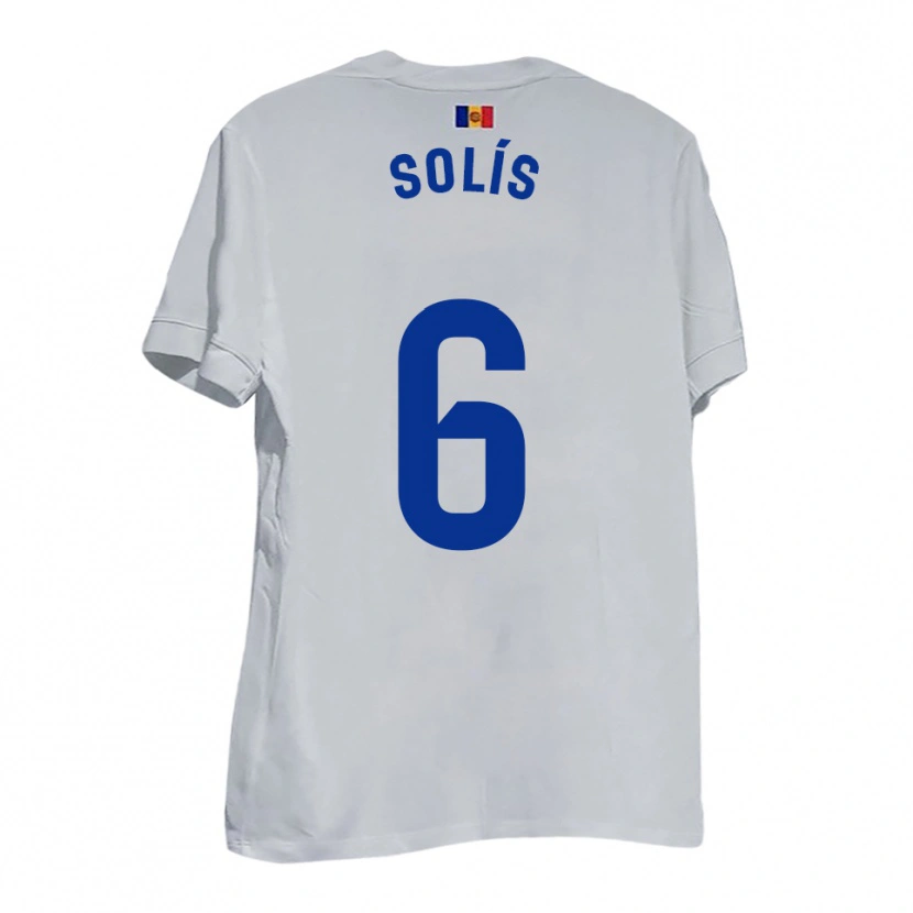 Danxen Mujer Camiseta Alberto Solís #6 Blanco Amarillo Azul 2ª Equipación 2025/26 La Camisa