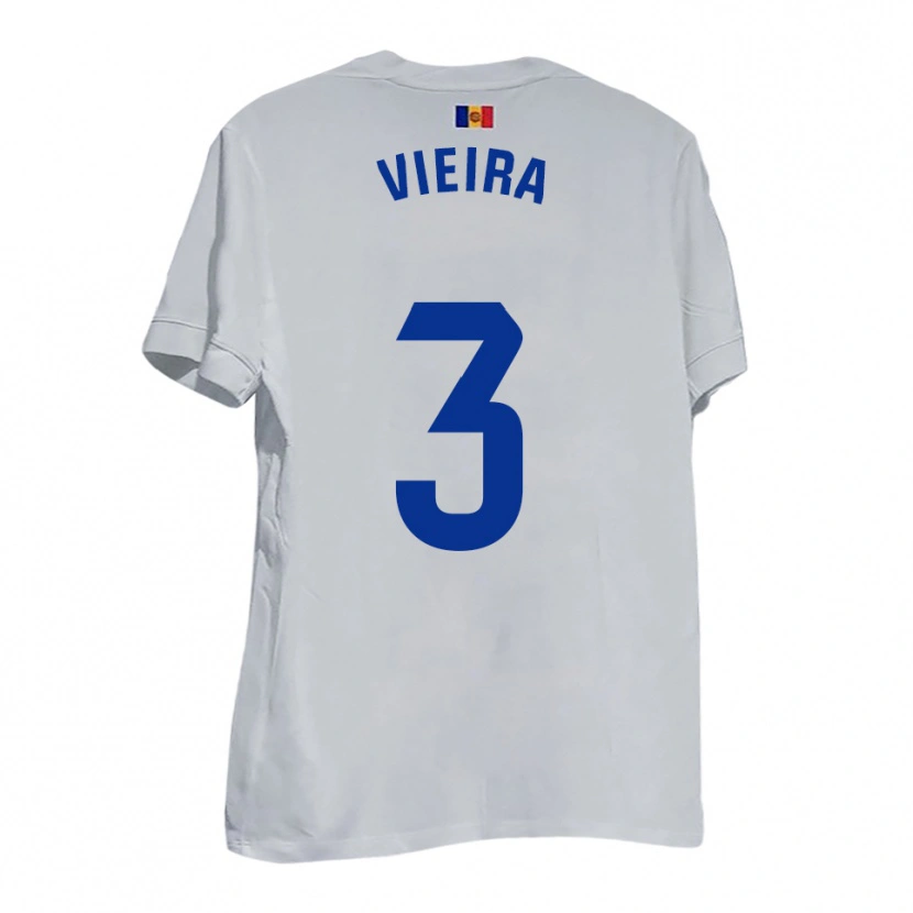 Danxen Mujer Camiseta Daniel Vieira #3 Blanco Amarillo Azul 2ª Equipación 2025/26 La Camisa