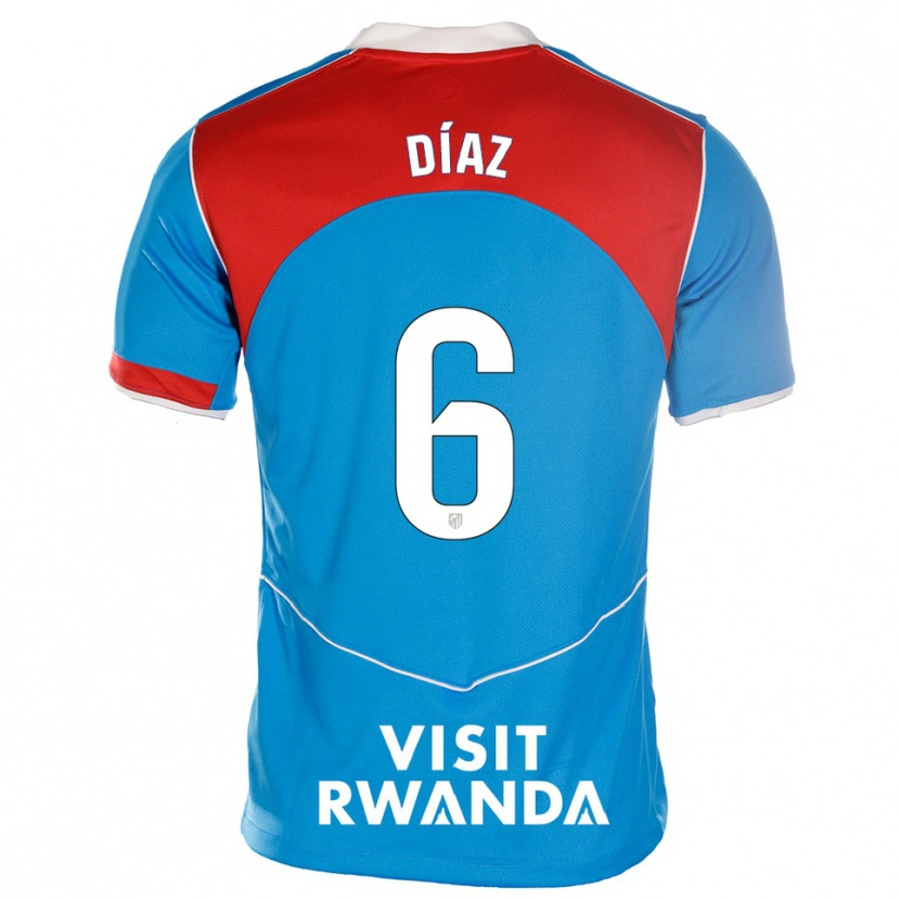 Danxen Mujer Camiseta Javier Díaz #6 Azul Blanco Equipación Tercera 2025/26 La Camisa
