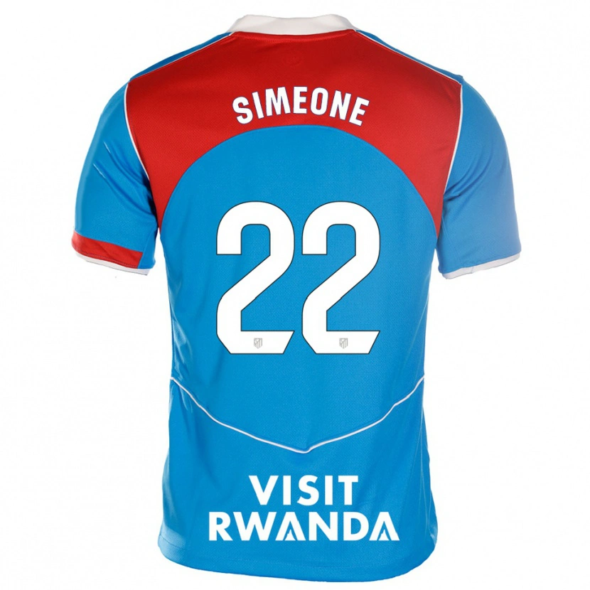 Danxen Mujer Camiseta Giuliano Simeone #22 Azul Blanco Equipación Tercera 2025/26 La Camisa