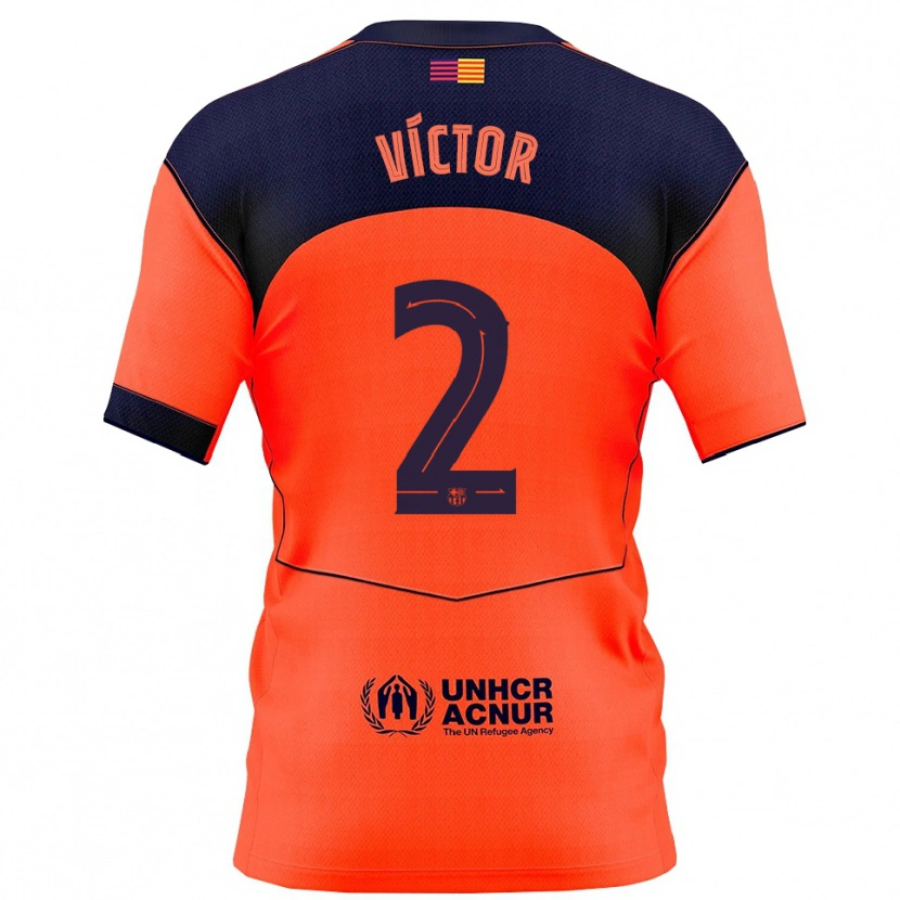 Danxen Mujer Camiseta Guillem Víctor #2 Naranja Marino Equipación Tercera 2025/26 La Camisa