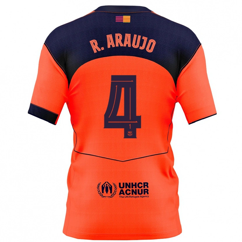Danxen Mujer Camiseta Ronald Araujo #4 Naranja Marino Equipación Tercera 2025/26 La Camisa