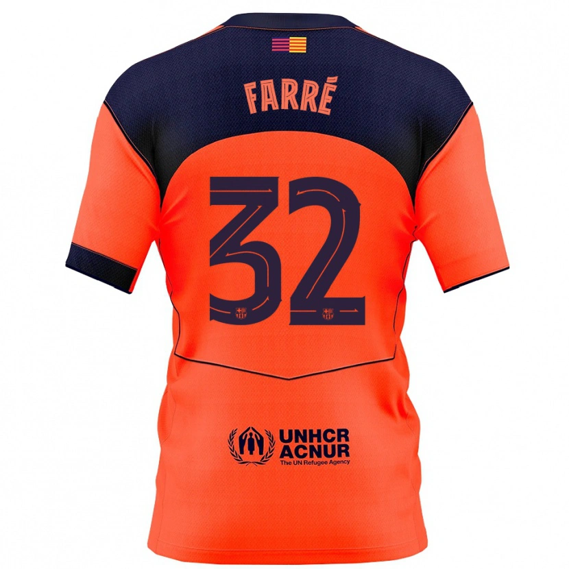 Danxen Mujer Camiseta Landry Farré #32 Naranja Marino Equipación Tercera 2025/26 La Camisa