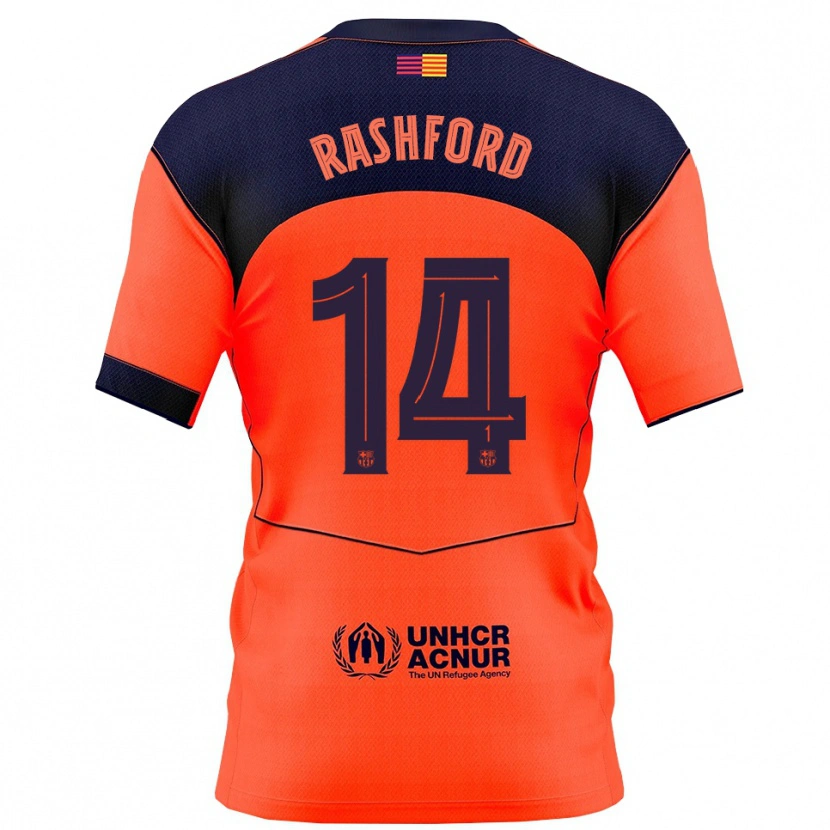 Danxen Mujer Camiseta Marcus Rashford #14 Naranja Marino Equipación Tercera 2025/26 La Camisa