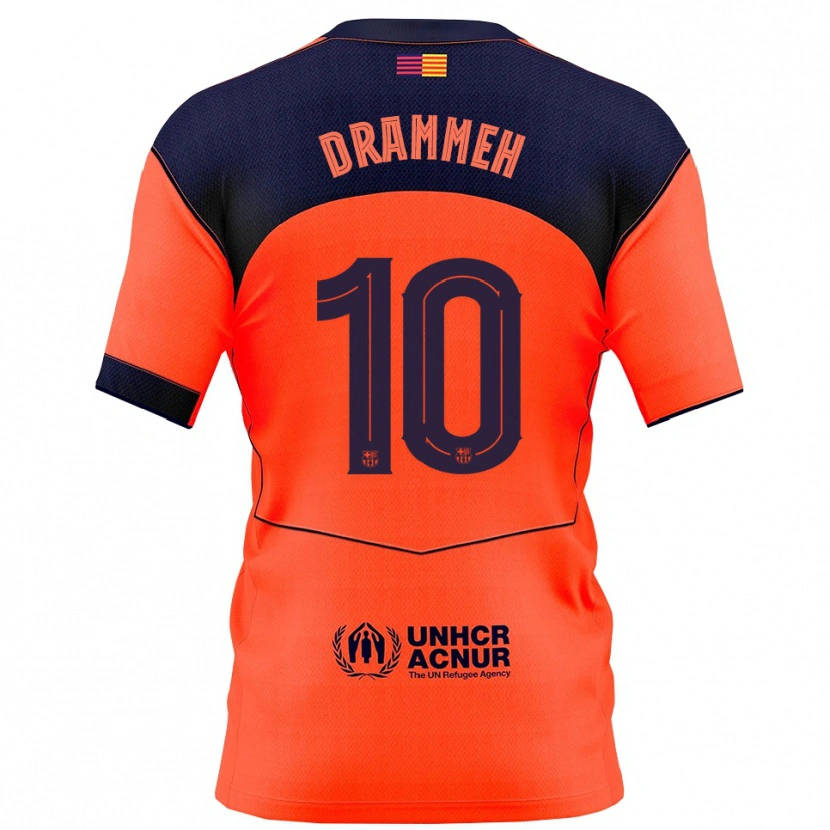 Danxen Mujer Camiseta Alieu Drammeh #10 Naranja Marino Equipación Tercera 2025/26 La Camisa