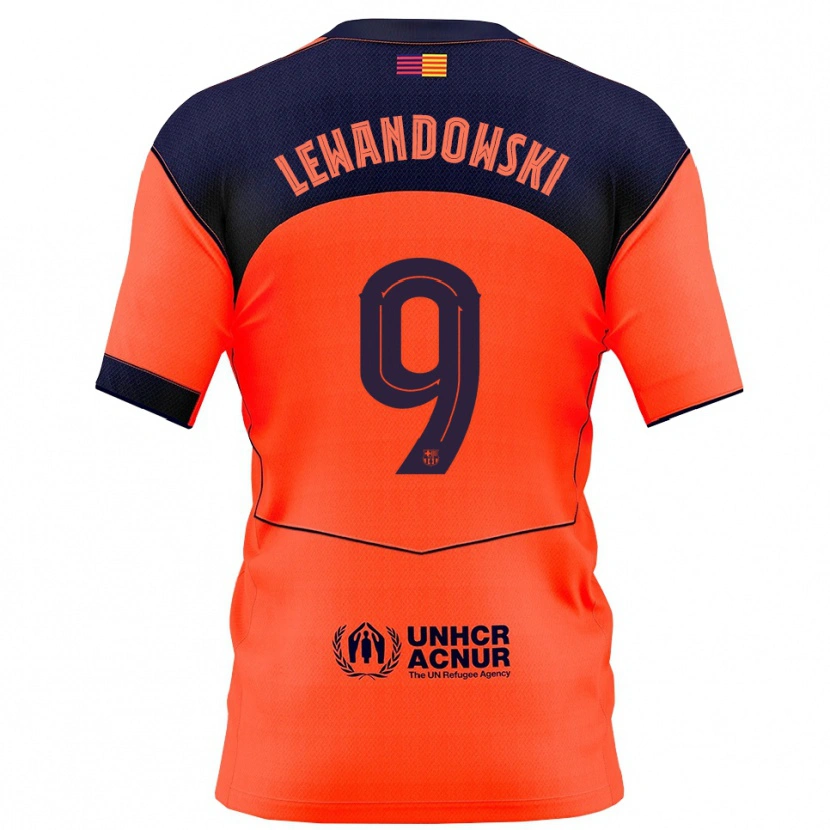 Danxen Mujer Camiseta Robert Lewandowski #9 Naranja Marino Equipación Tercera 2025/26 La Camisa