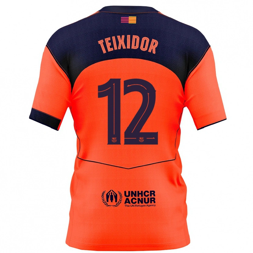 Danxen Mujer Camiseta Nil Teixidor #12 Naranja Marino Equipación Tercera 2025/26 La Camisa