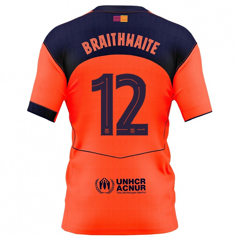 Danxen Mujer Camiseta Martin Braithwaite #12 Naranja Marino Equipación Tercera 2025/26 La Camisa