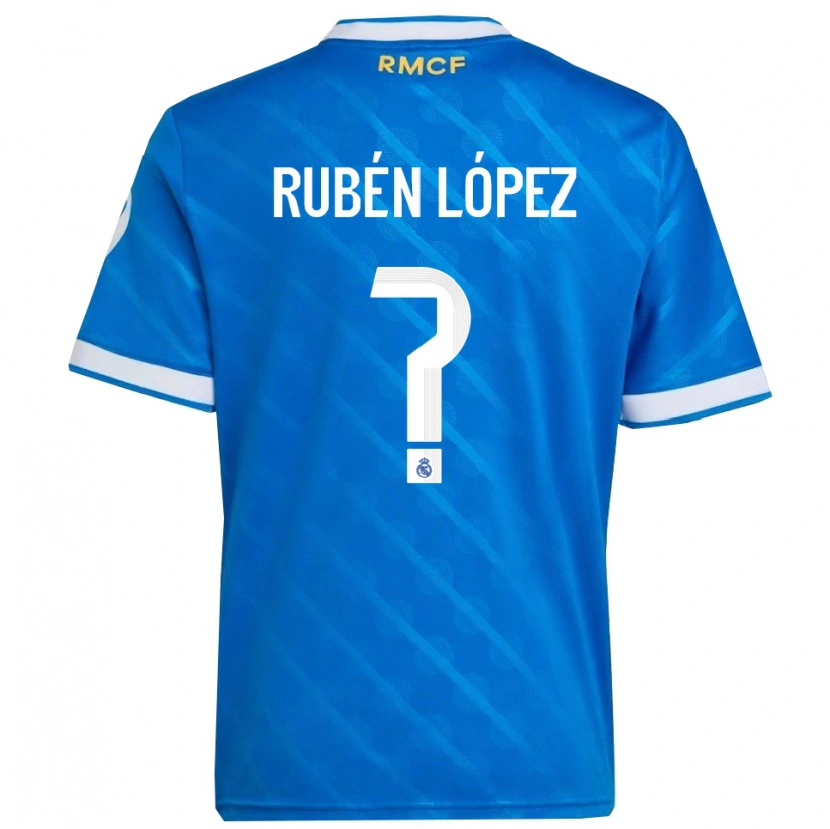 Danxen Mujer Camiseta Rubén López #0 Azul Blanco Equipación Tercera 2025/26 La Camisa