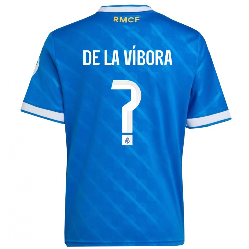 Danxen Mujer Camiseta David De La Víbora #0 Azul Blanco Equipación Tercera 2025/26 La Camisa