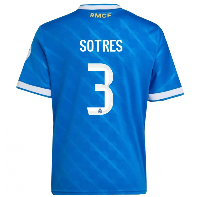 Danxen Mujer Camiseta Alfredo Sotres #3 Azul Blanco Equipación Tercera 2025/26 La Camisa