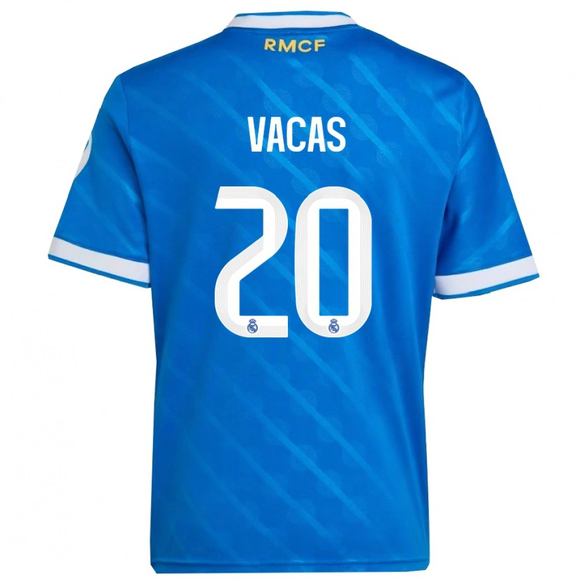 Danxen Mujer Camiseta Juan Vacas #20 Azul Blanco Equipación Tercera 2025/26 La Camisa