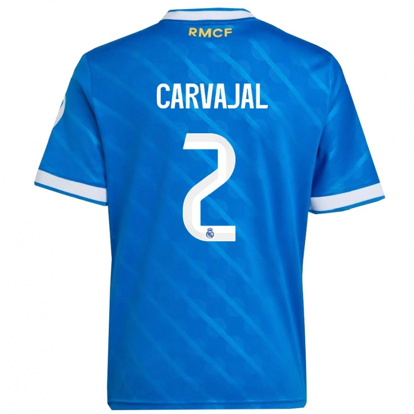 Danxen Mujer Camiseta Daniel Carvajal #2 Azul Blanco Equipación Tercera 2025/26 La Camisa