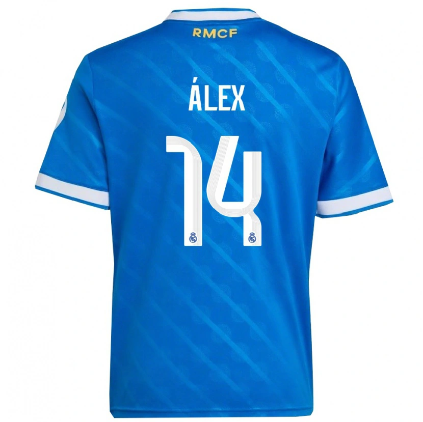 Danxen Mujer Camiseta Álex Pérez #14 Azul Blanco Equipación Tercera 2025/26 La Camisa