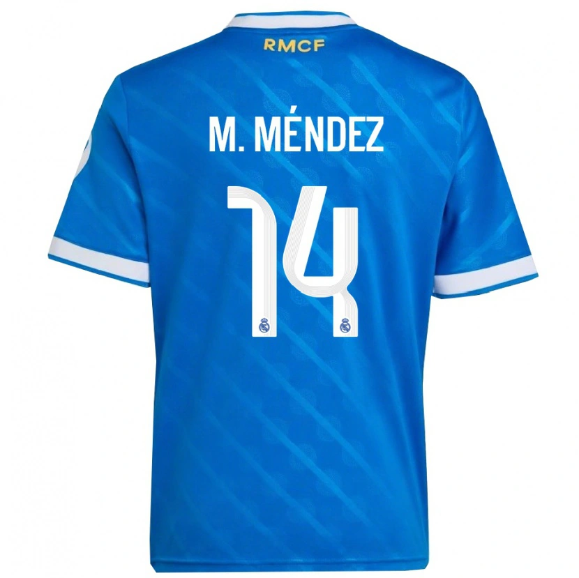 Danxen Mujer Camiseta María Méndez #14 Azul Blanco Equipación Tercera 2025/26 La Camisa