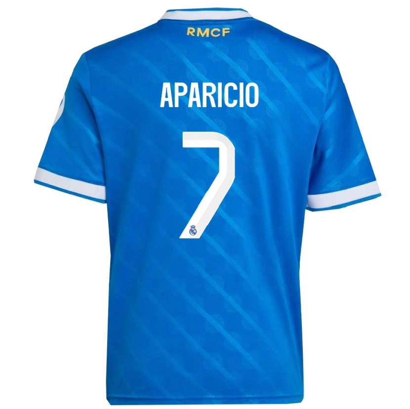 Danxen Mujer Camiseta Esteban Aparicio #7 Azul Blanco Equipación Tercera 2025/26 La Camisa