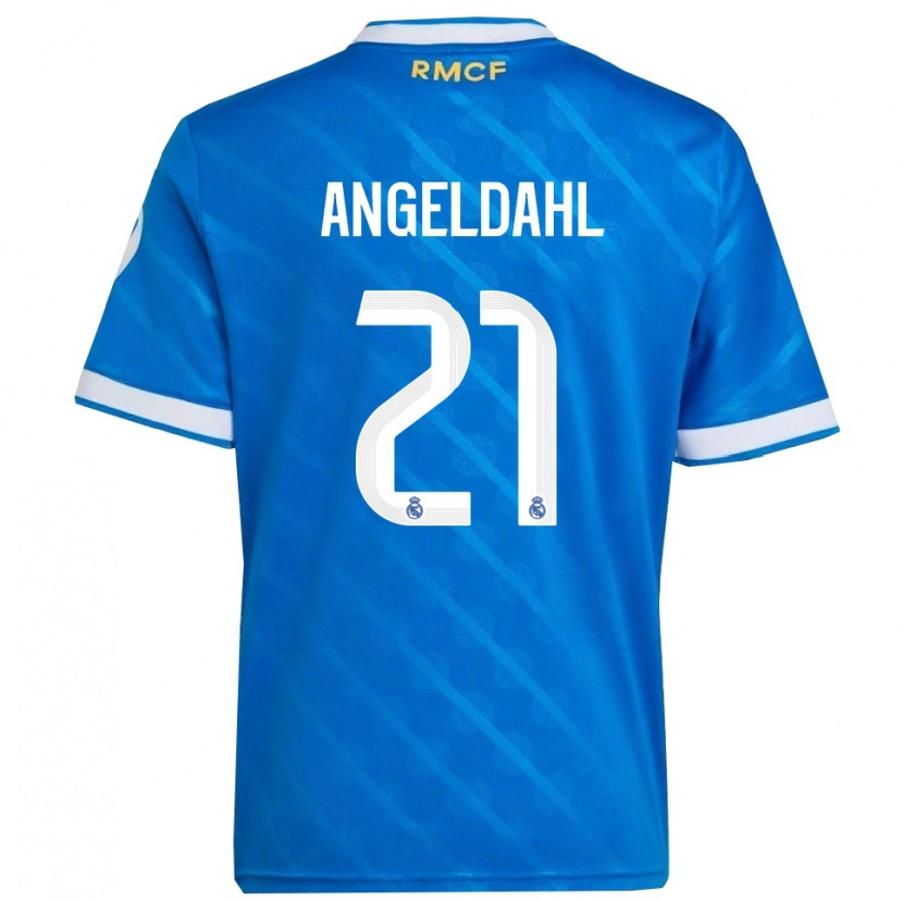 Danxen Mujer Camiseta Filippa Angeldahl #21 Azul Blanco Equipación Tercera 2025/26 La Camisa