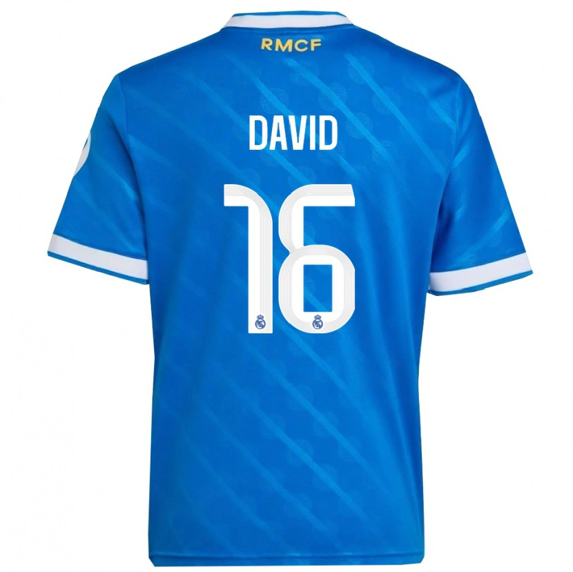 Danxen Mujer Camiseta Antonio David #16 Azul Blanco Equipación Tercera 2025/26 La Camisa