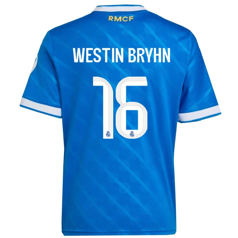 Danxen Mujer Camiseta Leon Westin Bryhn #16 Azul Blanco Equipación Tercera 2025/26 La Camisa