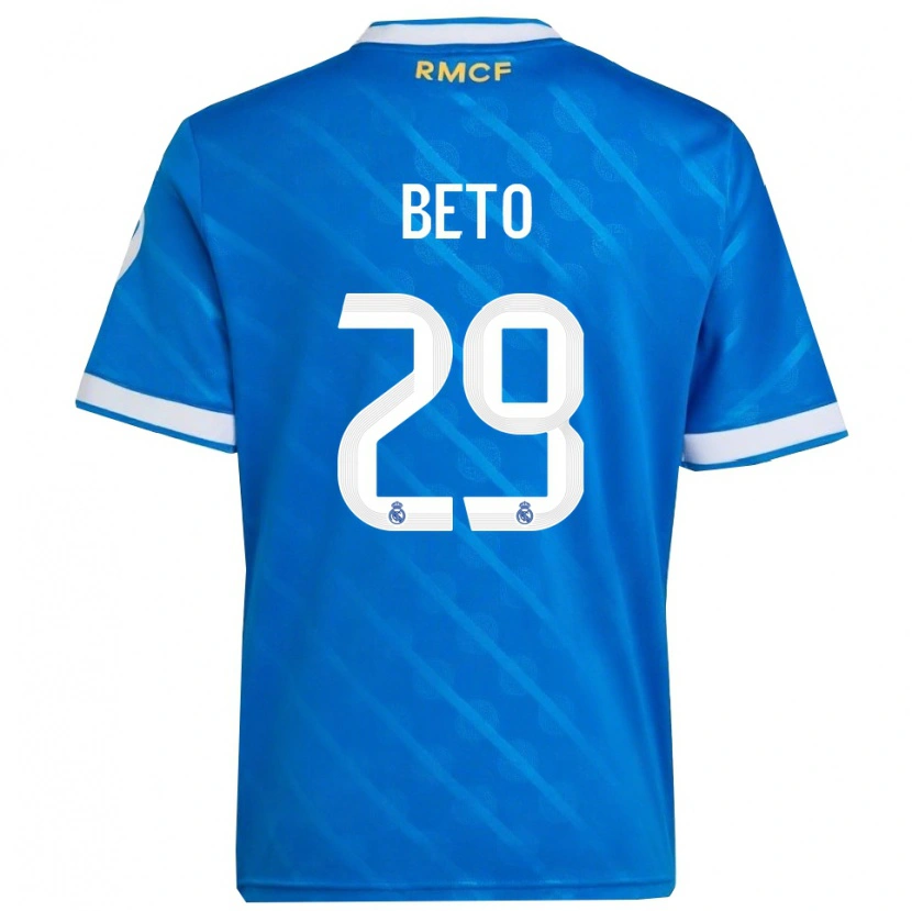 Danxen Mujer Camiseta Beto Martínez #29 Azul Blanco Equipación Tercera 2025/26 La Camisa