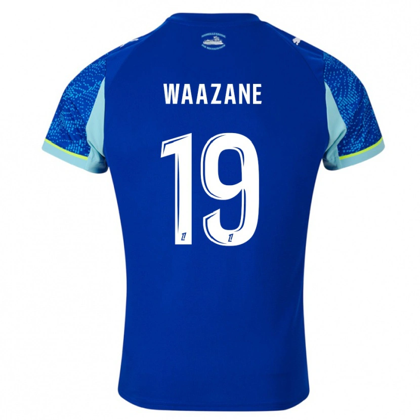 Danxen Mujer Camiseta Jassim Waazane #19 Celeste Blanco Equipación Tercera 2025/26 La Camisa