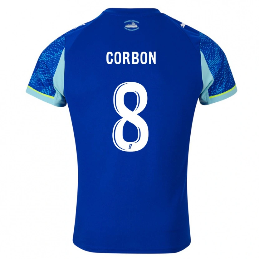 Danxen Mujer Camiseta Max Corbon #8 Celeste Blanco Equipación Tercera 2025/26 La Camisa