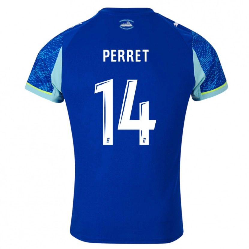 Danxen Mujer Camiseta Jenny Perret #14 Celeste Blanco Equipación Tercera 2025/26 La Camisa