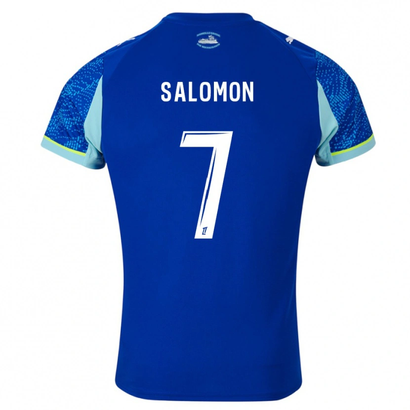 Danxen Mujer Camiseta Maëva Salomon #7 Celeste Blanco Equipación Tercera 2025/26 La Camisa