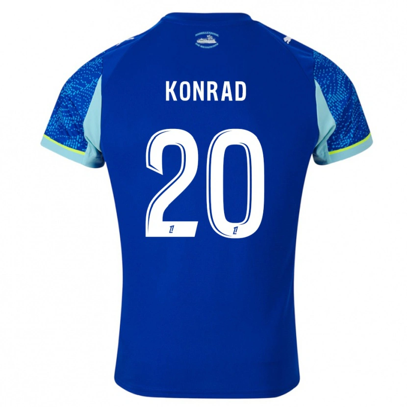 Danxen Mujer Camiseta Konrad De La Fuente #20 Celeste Blanco Equipación Tercera 2025/26 La Camisa