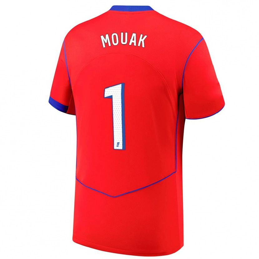 Danxen Mujer Camiseta Adam Mouak #1 Rojo Azul Blanco Equipación Tercera 2025/26 La Camisa