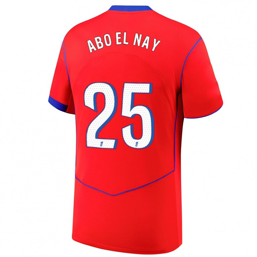 Danxen Mujer Camiseta Rayan Abo El Nay #25 Rojo Azul Blanco Equipación Tercera 2025/26 La Camisa