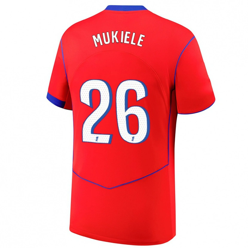 Danxen Mujer Camiseta Nordi Mukiele #26 Rojo Azul Blanco Equipación Tercera 2025/26 La Camisa