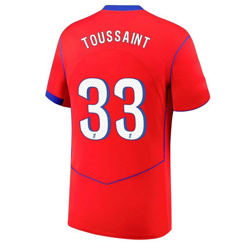 Danxen Mujer Camiseta Océane Toussaint #33 Rojo Azul Blanco Equipación Tercera 2025/26 La Camisa