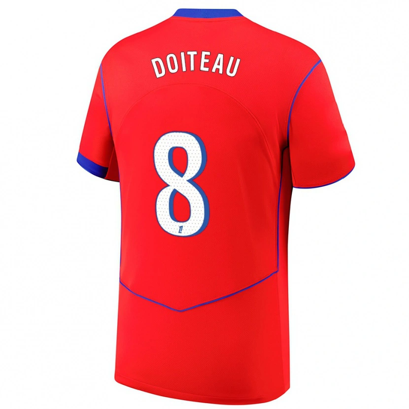 Danxen Mujer Camiseta Benoit Doiteau #8 Rojo Azul Blanco Equipación Tercera 2025/26 La Camisa