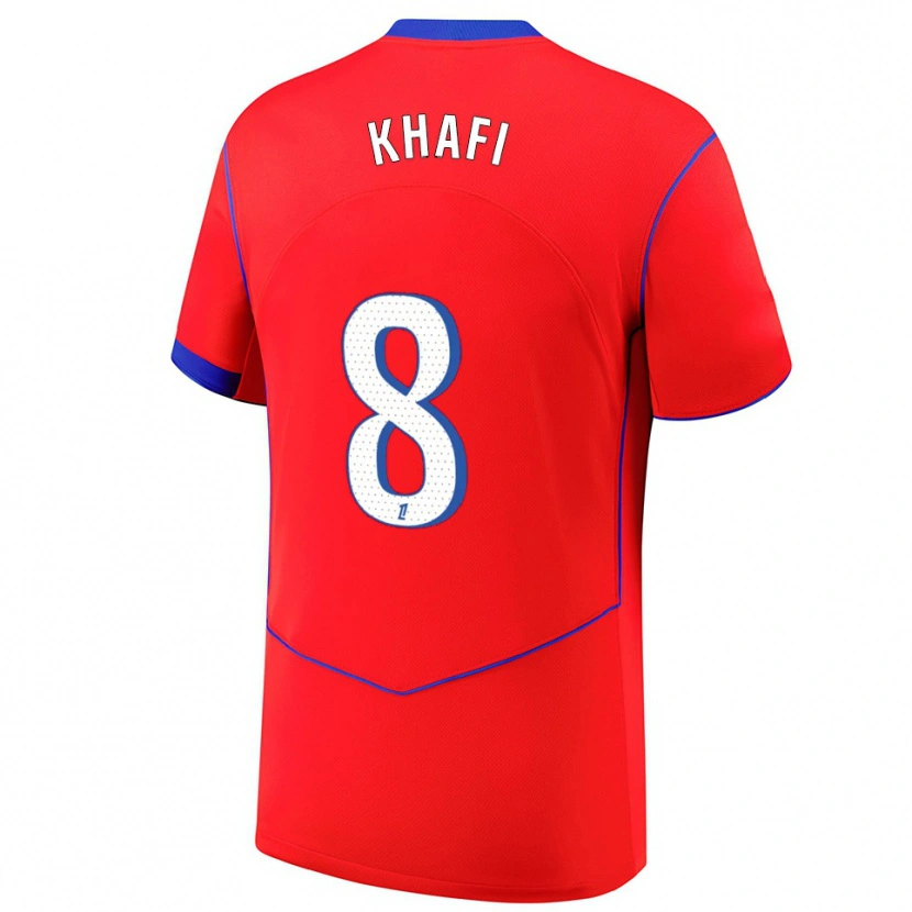 Danxen Mujer Camiseta Yanis Khafi #8 Rojo Azul Blanco Equipación Tercera 2025/26 La Camisa