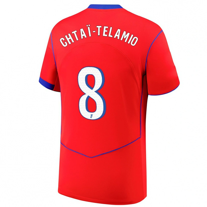 Danxen Mujer Camiseta Zayon Chtaï-Telamio #8 Rojo Azul Blanco Equipación Tercera 2025/26 La Camisa
