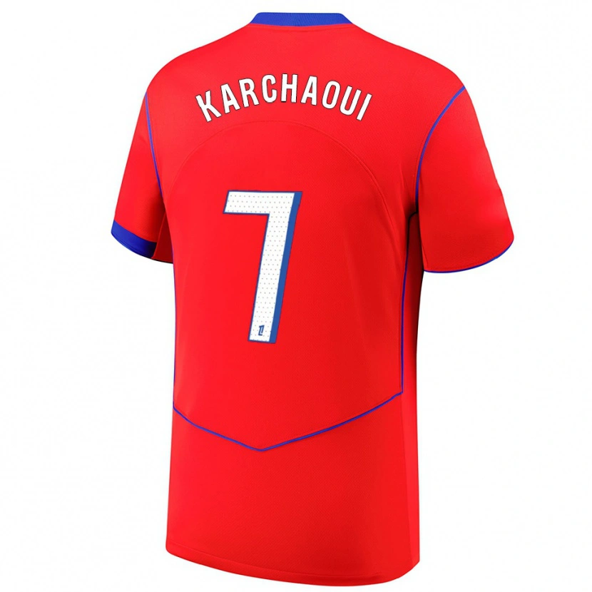 Danxen Mujer Camiseta Sakina Karchaoui #7 Rojo Azul Blanco Equipación Tercera 2025/26 La Camisa