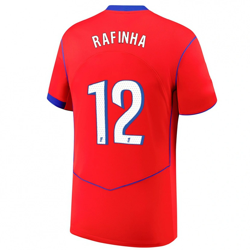 Danxen Mujer Camiseta Rafinha #12 Rojo Azul Blanco Equipación Tercera 2025/26 La Camisa