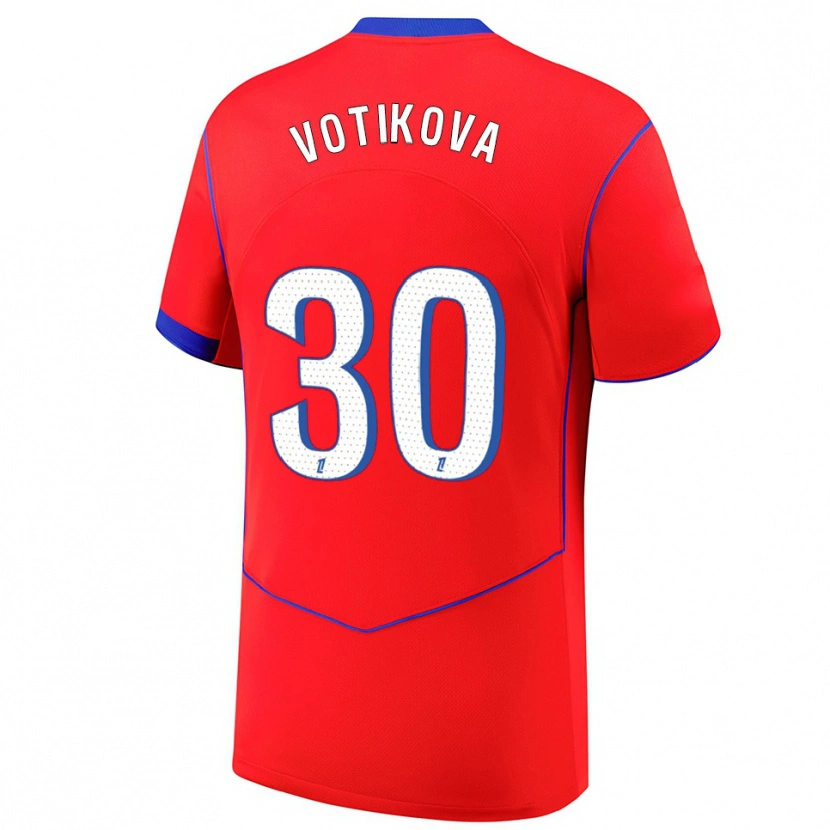 Danxen Mujer Camiseta Barbora Votikova #30 Rojo Azul Blanco Equipación Tercera 2025/26 La Camisa