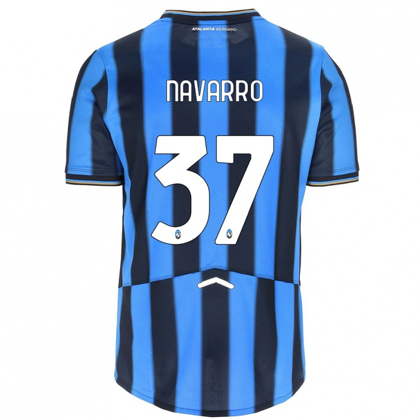 Danxen Niño Camiseta Albert Navarro #37 Azul Cielo Negro 1ª Equipación 2025/26 La Camisa