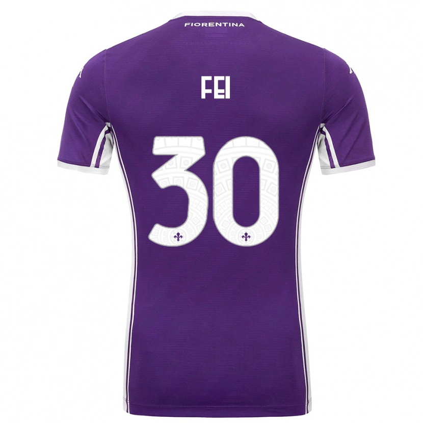 Danxen Niño Camiseta Gianmaria Fei #30 Púrpura Blanco 1ª Equipación 2025/26 La Camisa